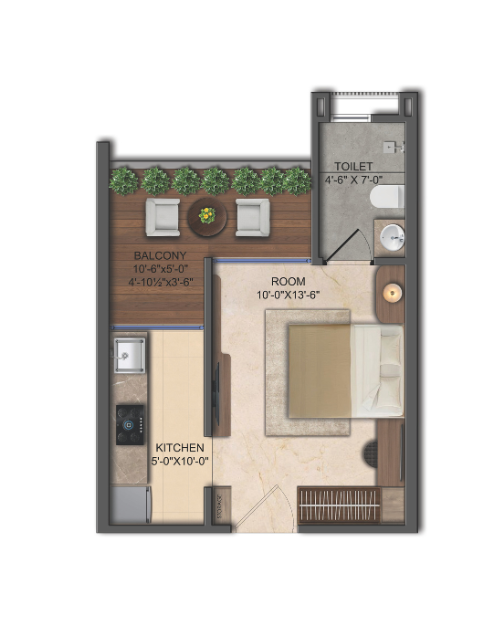 1 RK Floor Plan